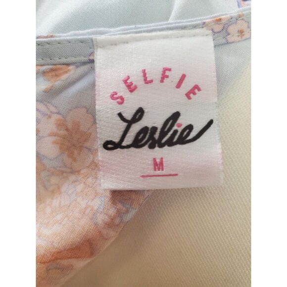 SELFIE LESLIE Women's Size Med. Cami Angel Sleeve Blue Tie Waist Wrap Dress - Picture 14 of 15